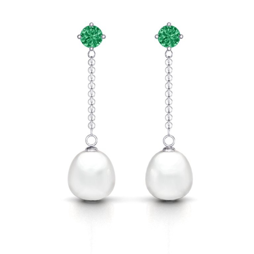 Solitaire Stud Freshwater Pearl Drop Earrings